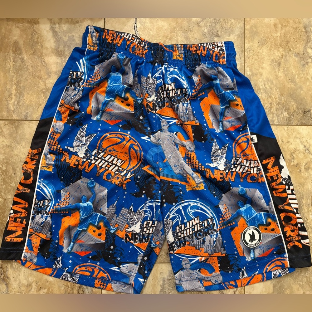 Blue & Orange Boys' Basketball Print Shorts